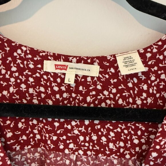 Levi’s Sarina Short-Sleeve Midi Dress | Red Floral | Size Large - Picture 5 of 6